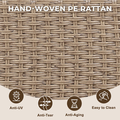 5-Piece L-shaped Patio Furniture Conversation Set with Beige Cushions – Handwoven Design