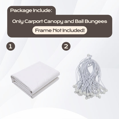 10x20 ft. Carport Replacement Canopy Cover