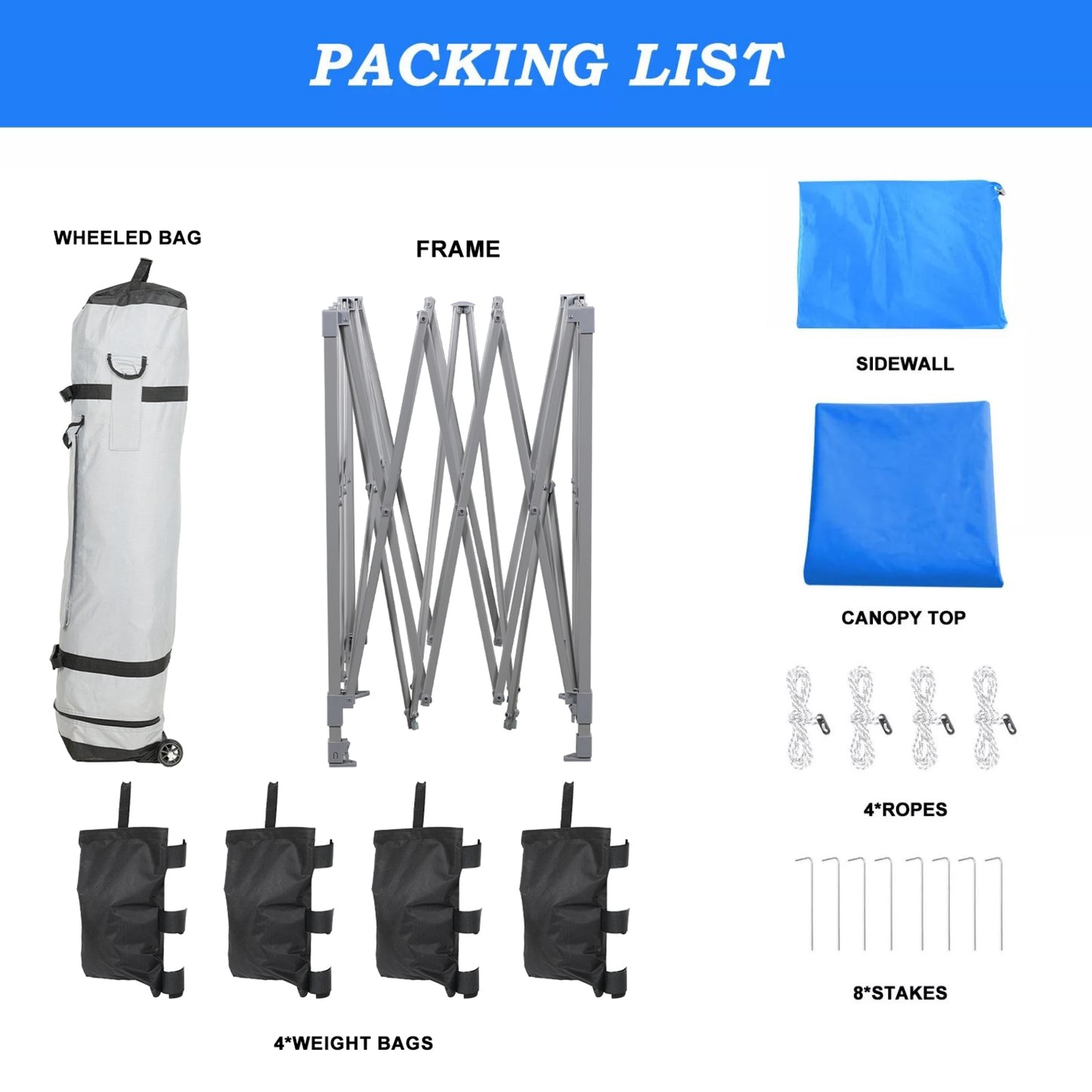 10x10/12x12 ft. Pop Up Canopy Tent with Removable Mesh Sidewalls