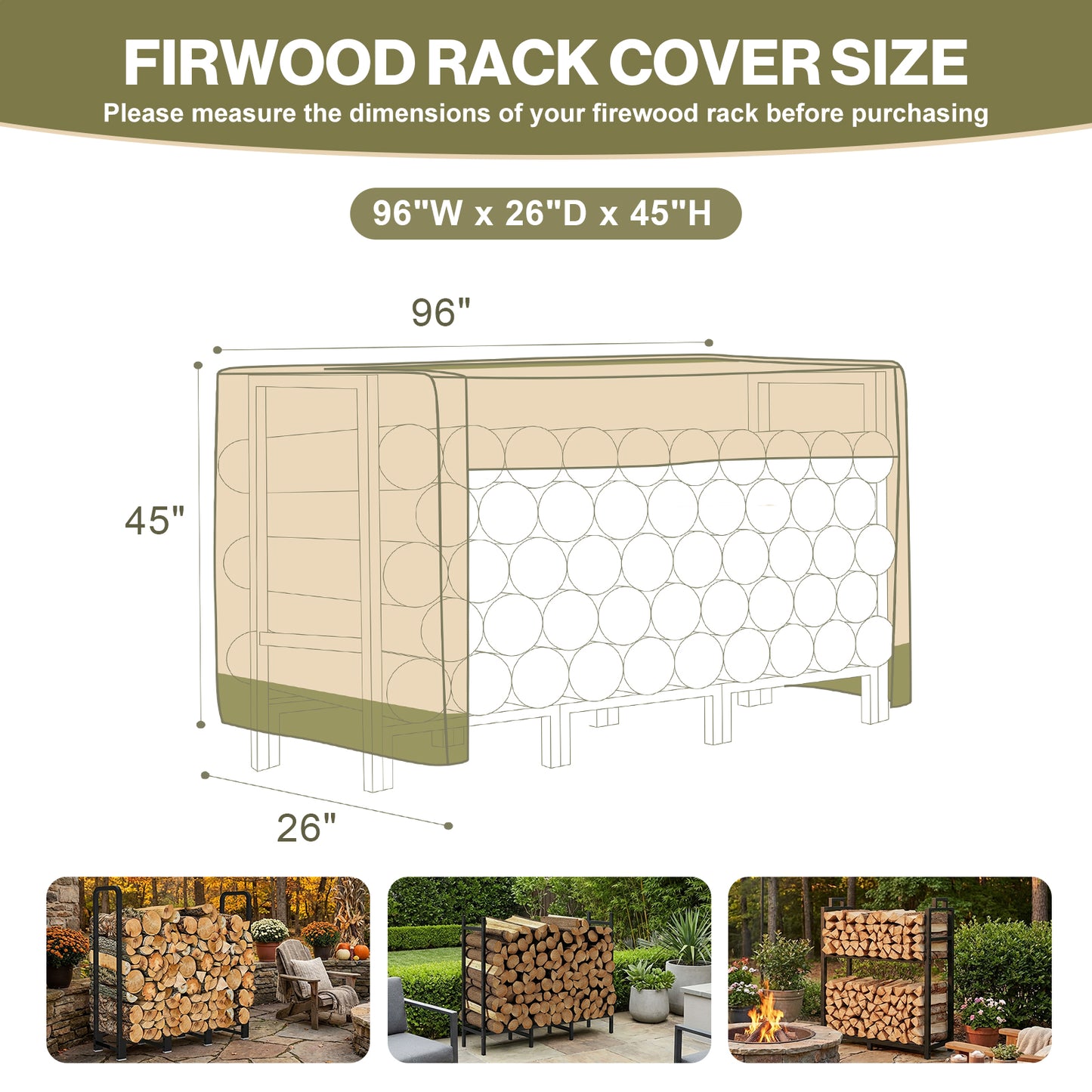 Outdoor Firewood Rack Cover