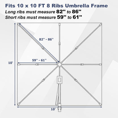 10x10 ft. Cantilever Umbrella Replacement Canopy for 8 Ribs Square Offset Umbrella