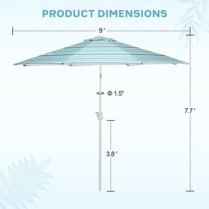 9 ft. Outdoor Patio Market Umbrella with 8 Sturdy Ribs, Push Button Tilt and Crank