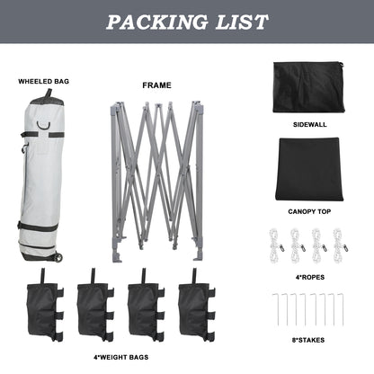10x10/12x12 ft. Pop Up Canopy Tent with Removable Mesh Sidewalls