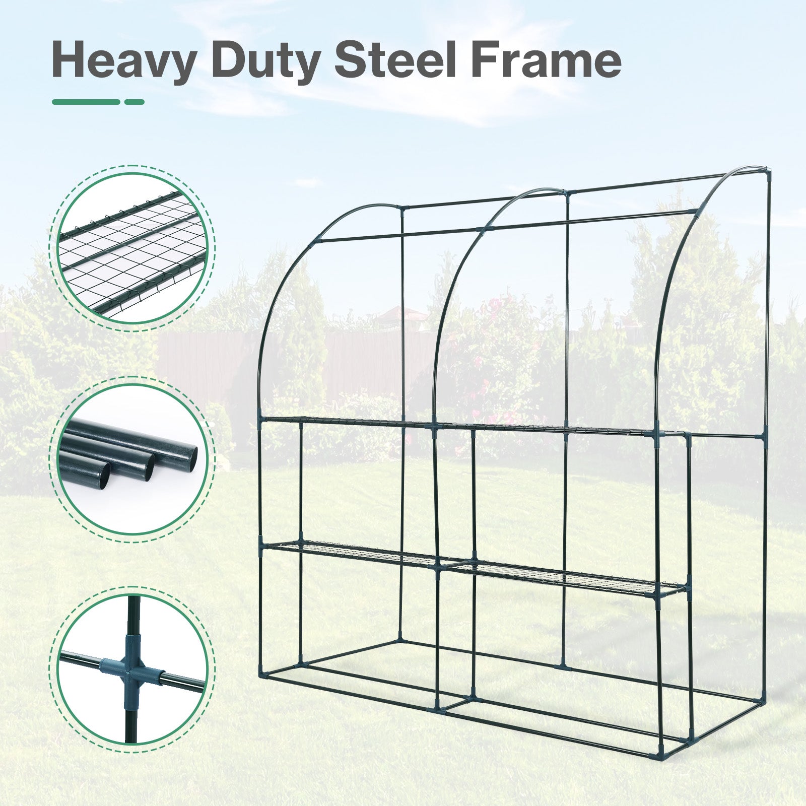 7x3x7 ft. Lean to Greenhouse for Outdoors, Portable Walk-in Greenhouse - Aoodor 