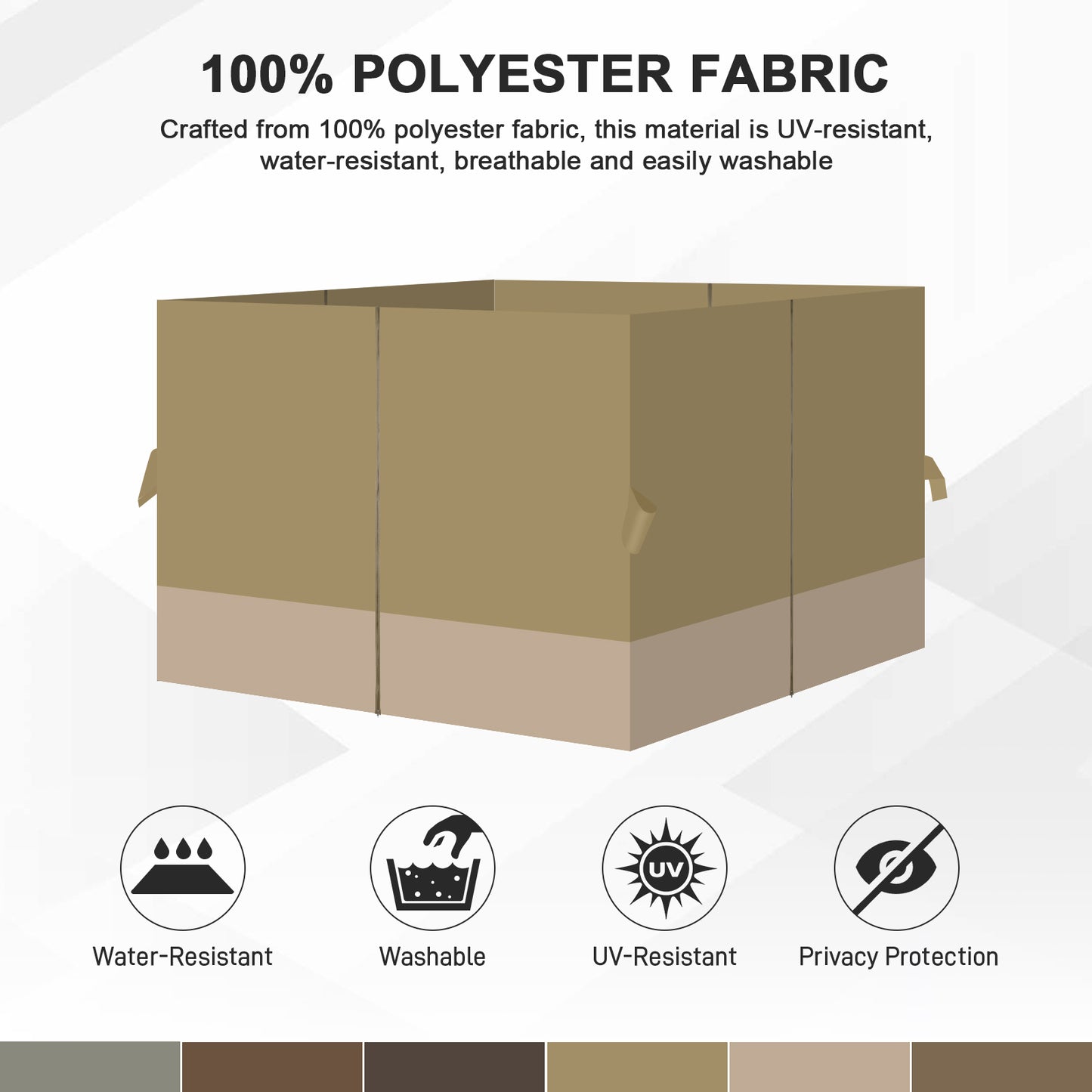 Outdoor Gazebo Curtains, 4 Panels Privacy Sidewall Replacement (Curtain Only) - Khaki and Sand Yellow - Aoodor 