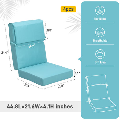 45x22x4 inch Outdoor High Back Patio Chair Cushions, Blue