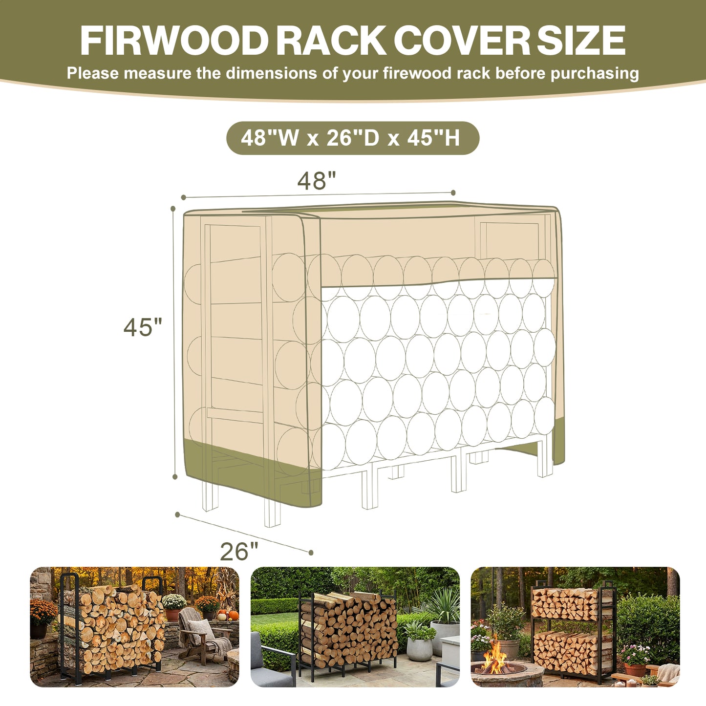 Outdoor Firewood Rack Cover