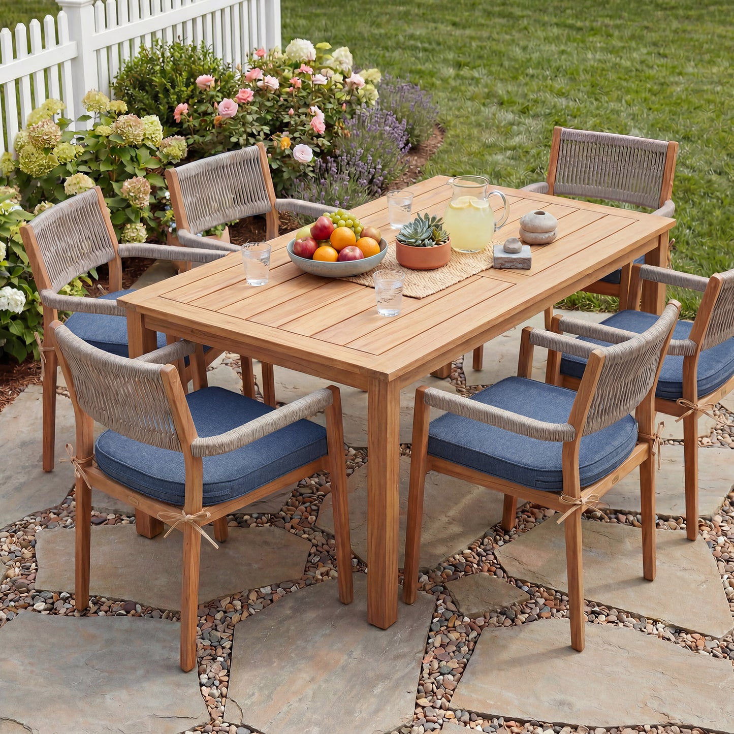 Outdoor Dining Chair Cushions Set, Patio Chair Pads, Navy Blue