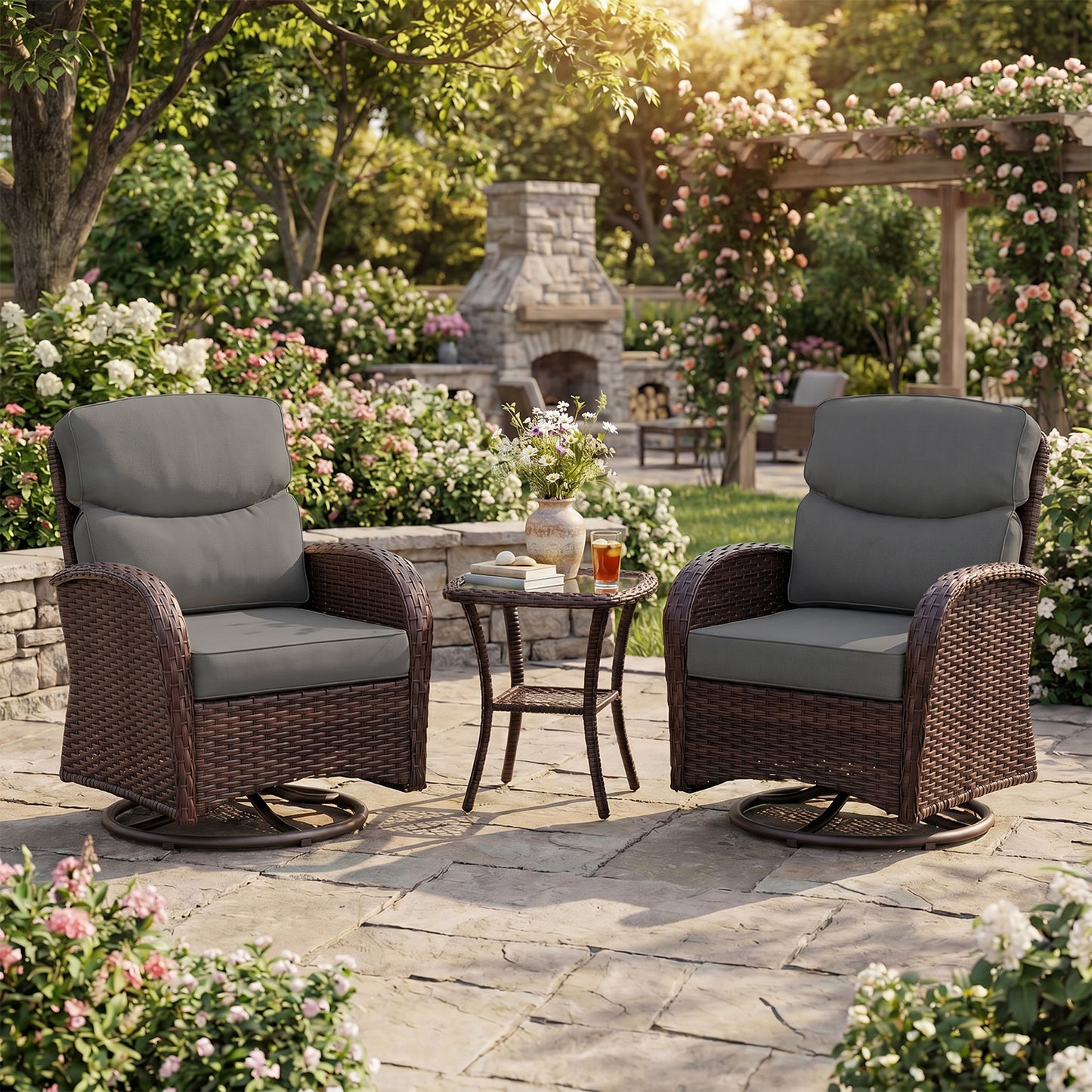 Smile Outdoor Chair Cushion Set, Sunbrella Fabric Deep Seating Cushions, Canvas Charcoal