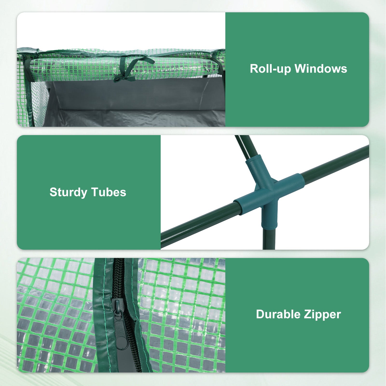 Raised Garden Bed with Mini Greenhouse Cover, Green PE Planter Box Kit - Aoodor 