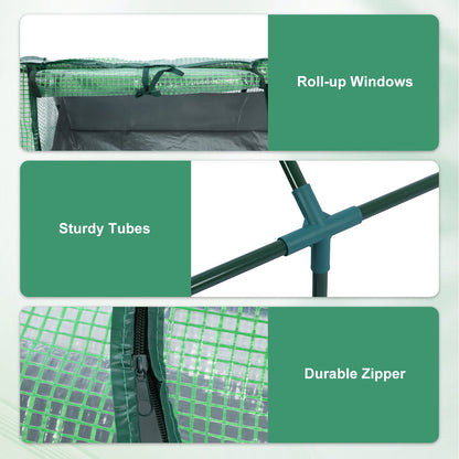 Raised Garden Bed with Mini Greenhouse Cover, Green PE Planter Box Kit - Aoodor 