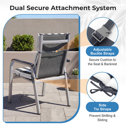 39x20x2.4 inch Outdoor Chair Cushions, Grey Stripe