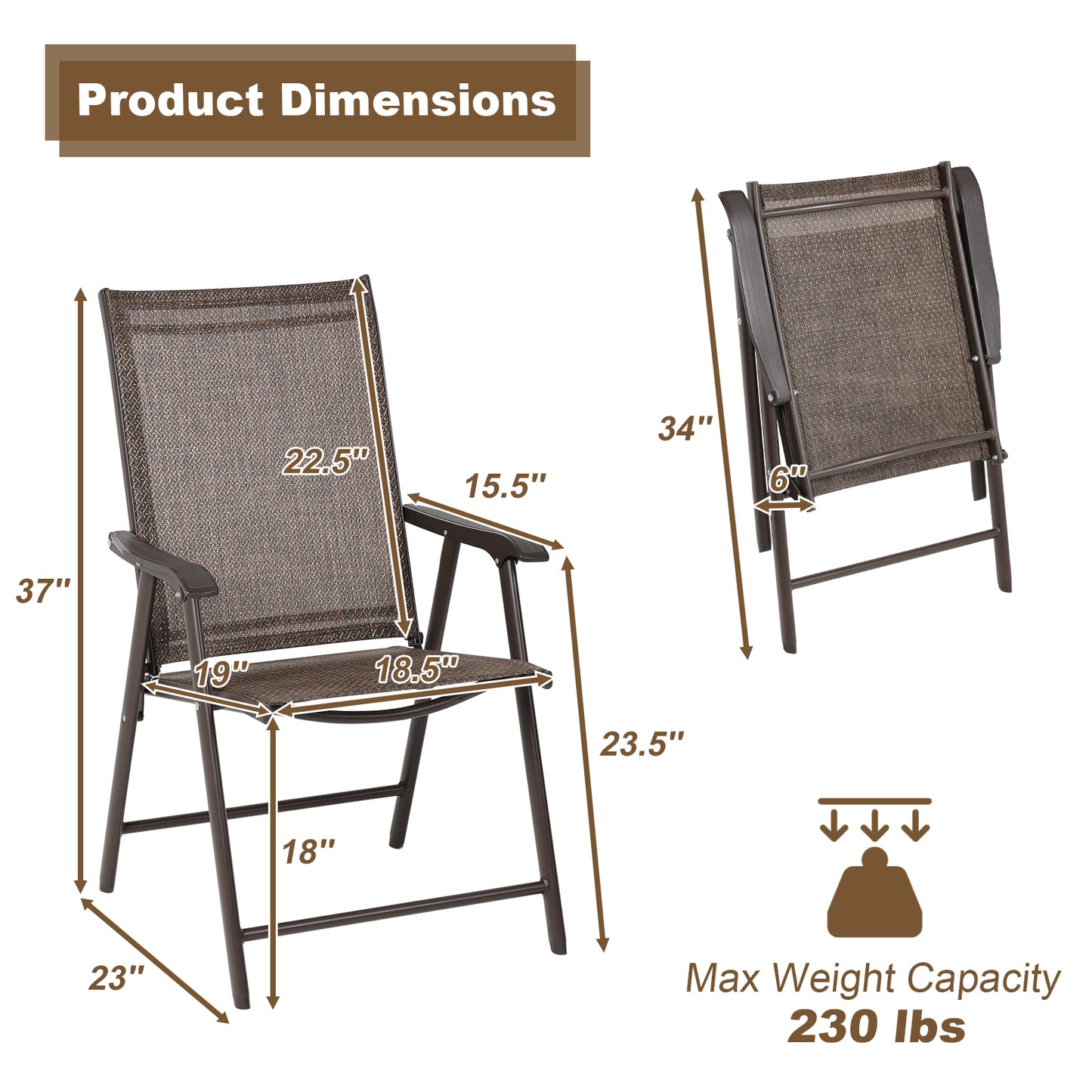 Folding Patio Chairs - Set of 4, Ideal for Patio and Outdoor Use - Aoodor 