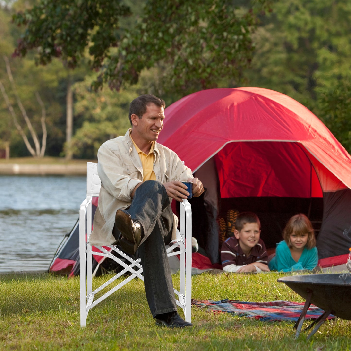 34(H) inch Outdoor Camping Chairs, Portable Patio Director's Chairs with Folding Aluminum Frame - Aoodor 