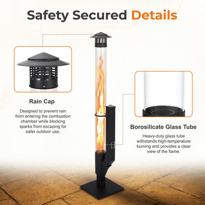 Outdoor Wood Pellet Patio Heater with Rain Cap and Viewing Window