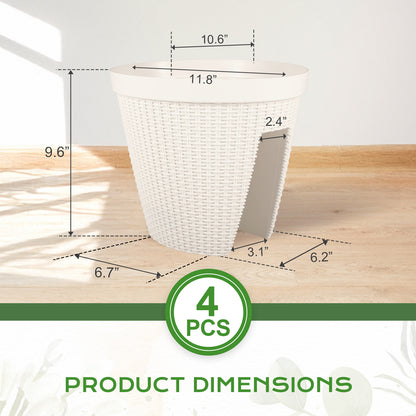 12 inch Balcony Rattan Railing Planter Box with Adjustable Brackets - Set of 4 - Aoodor 