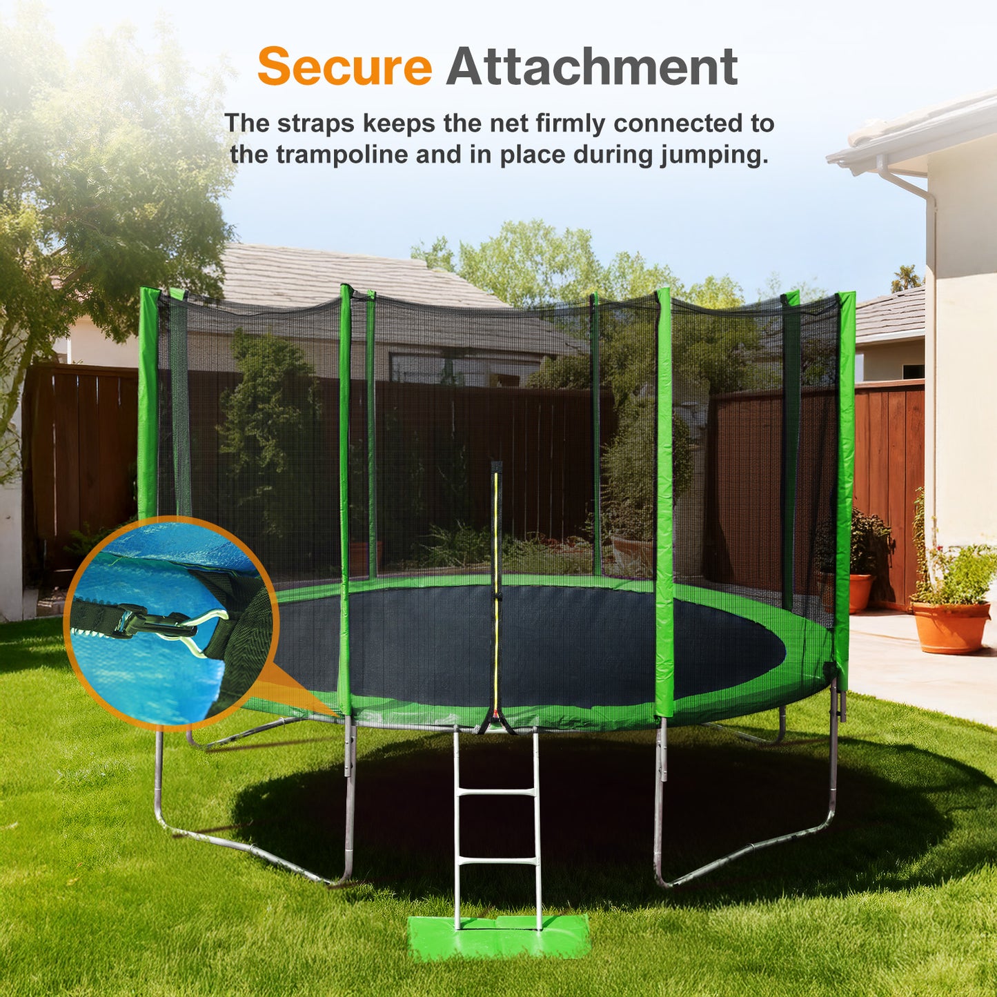 Trampoline Replacement Net for Round Frame Trampolines, Safety Enclosure Net - Aoodor 