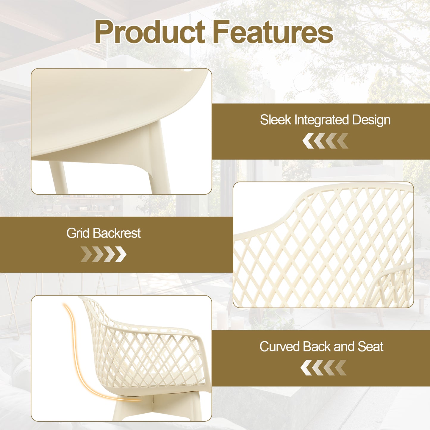 Modern Weather Resistant Plastic Dining Chairs Set: Ergonomic Comfort