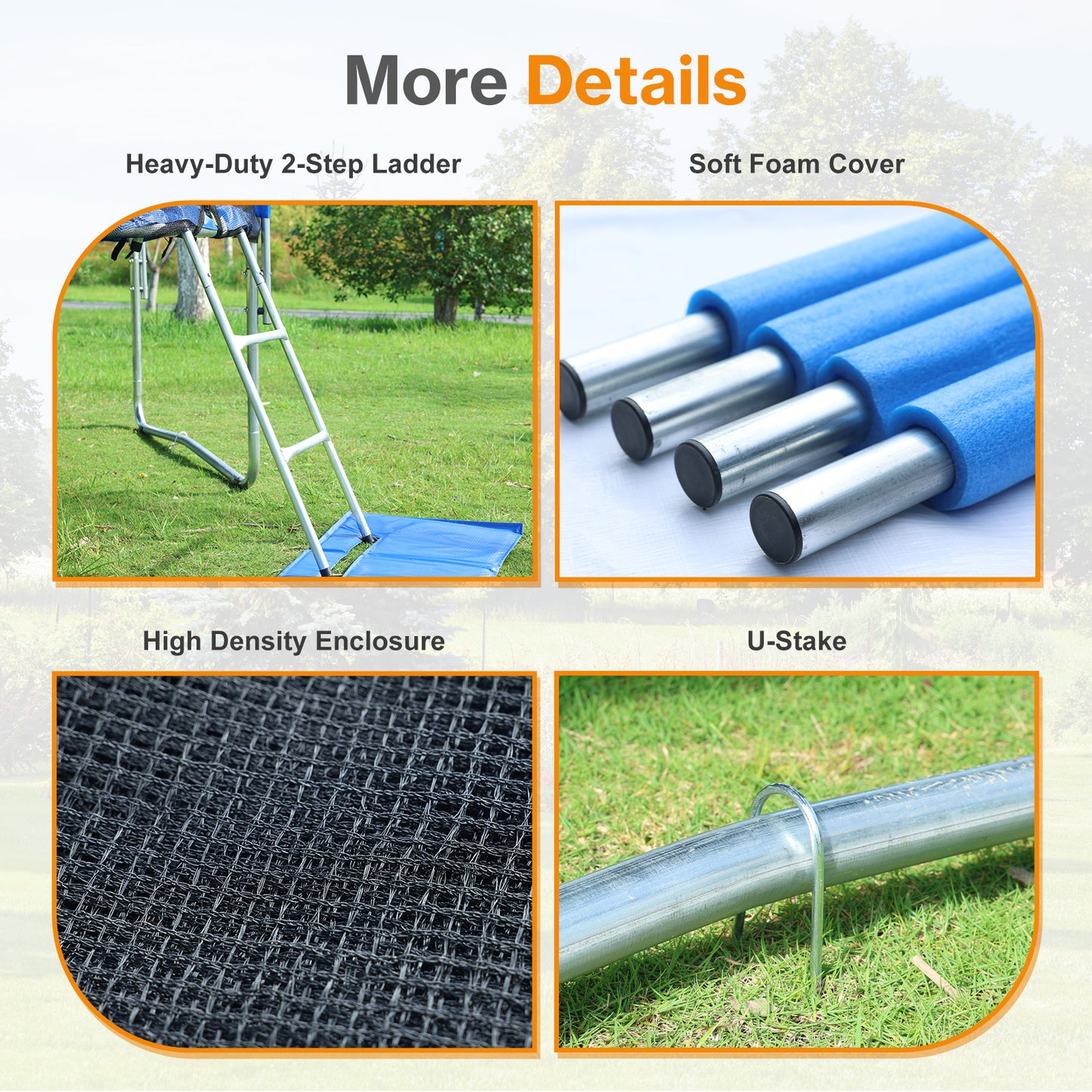 Outdoor Trampoline, Recreational Trampoline with Enclosure Outer-Safety Net and Ladder for Kids - Aoodor 