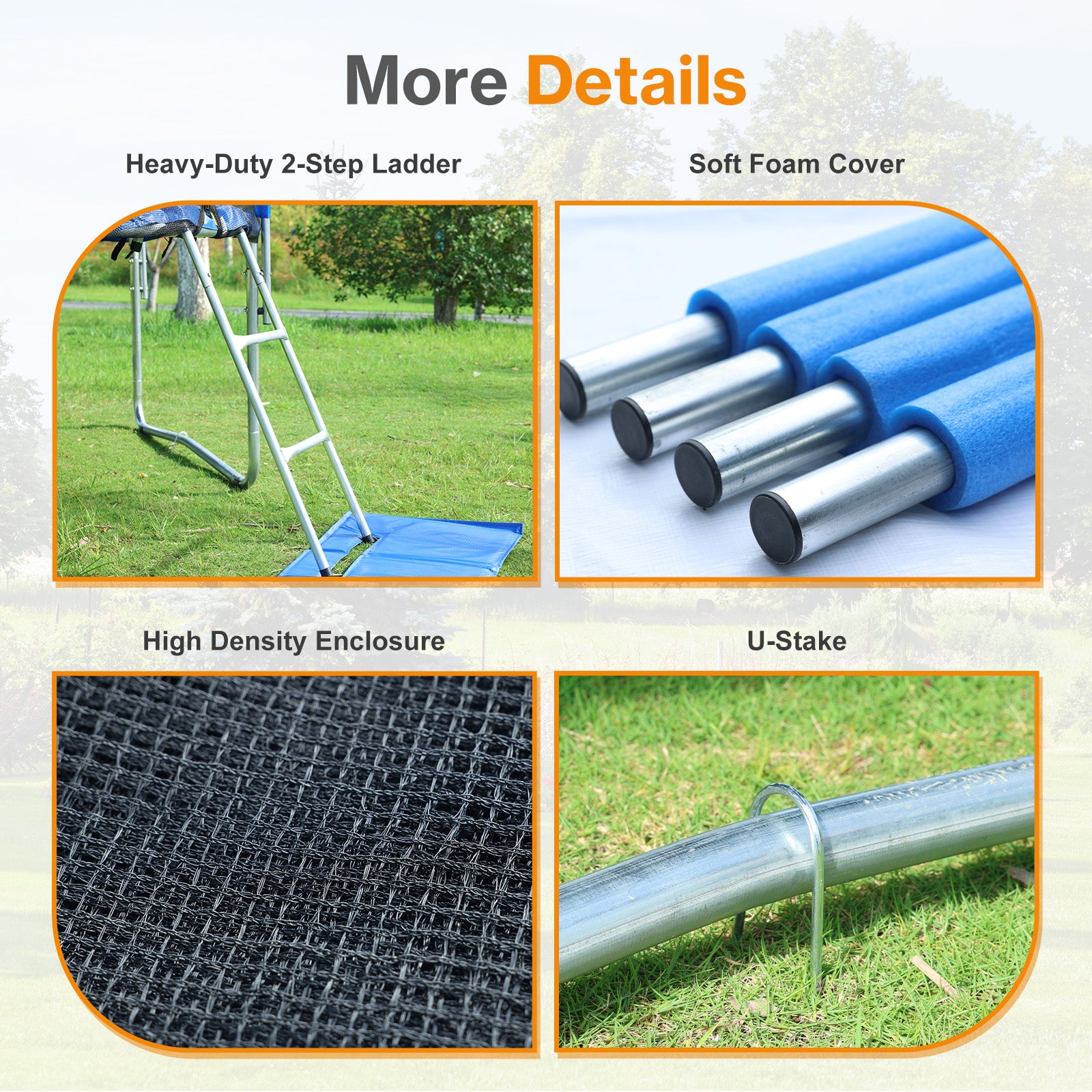 Outdoor Trampoline, Recreational Trampoline with Enclosure Outer-Safety Net and Ladder for Kids - Aoodor 