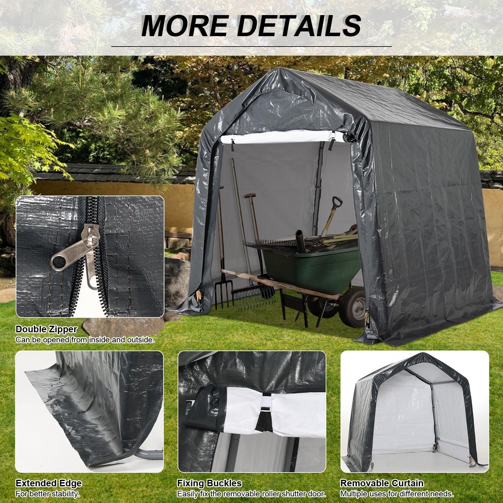 6x6/6x8/8x8/8x12 ft. Heavy Duty Storage Shelter, Portable Shed Carport - Aoodor 