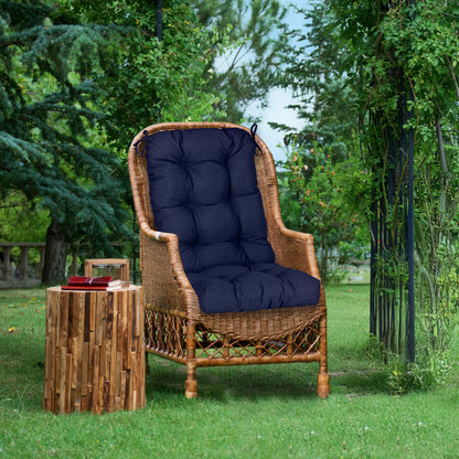 Tufted Outdoor High Back Chair Cushions Patio Replacement Cushion, Dark Blue - Aoodor 