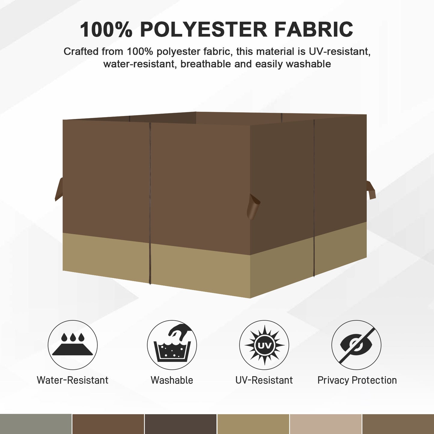 Outdoor Gazebo Curtains, 4 Panels Privacy Sidewall Replacement (Curtain Only) - Coffee and Khaki - Aoodor 