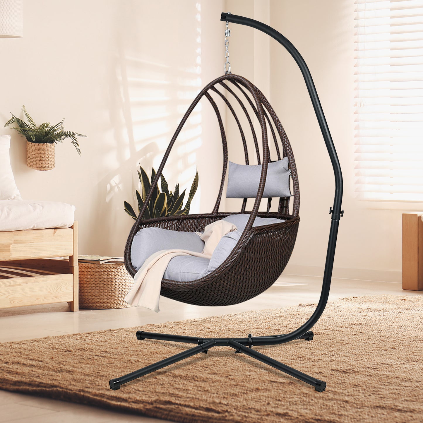 Hammock Steel Stand Only C-Stand - 300 Pound Capacity - Aoodor 