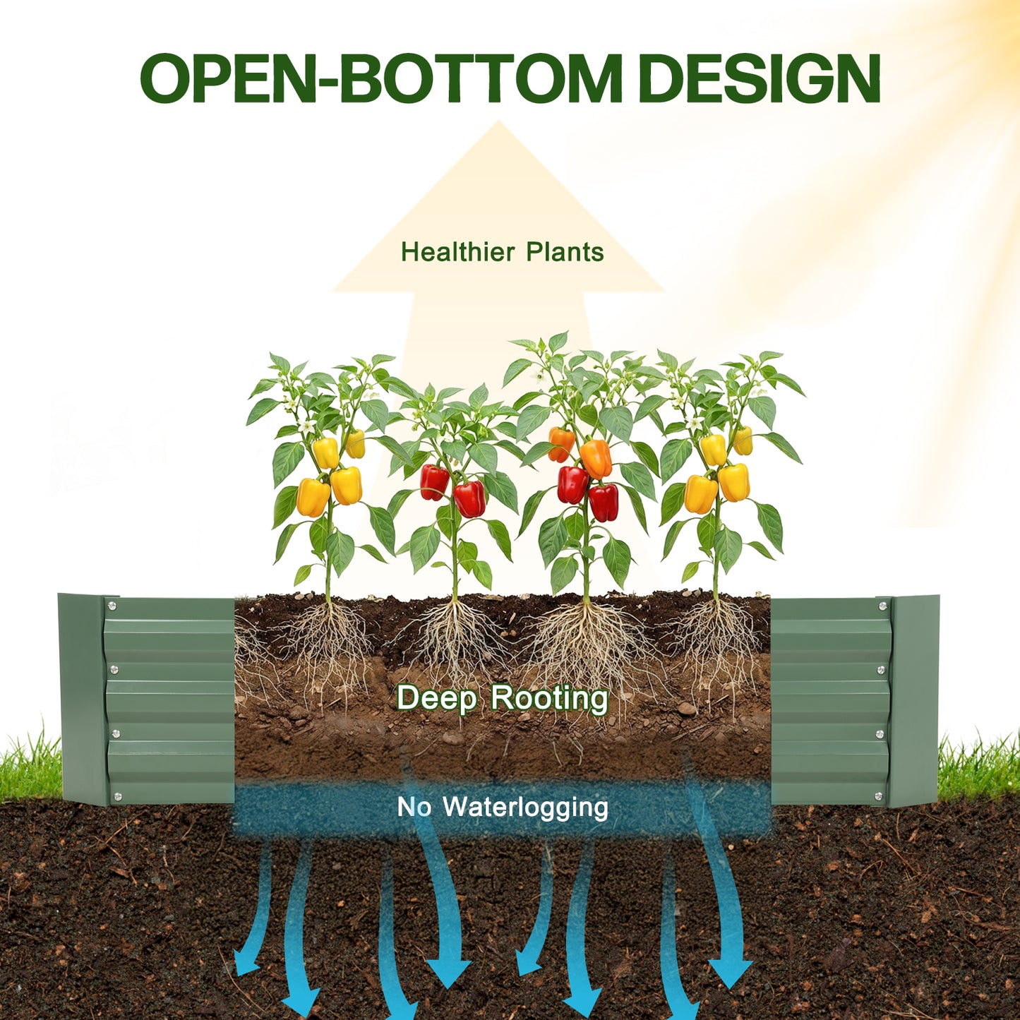 11" Tall Metal Raised Garden Bed, Galvanized Steel Planter Box - 4'x2'