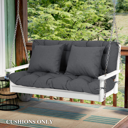 59" Tufted Porch Swing Cushions, Extra 5.1" Thick Outdoor Swing Bench Replacement Cushion with Backrest and 2 Pillows - Dark Gray - Aoodor 