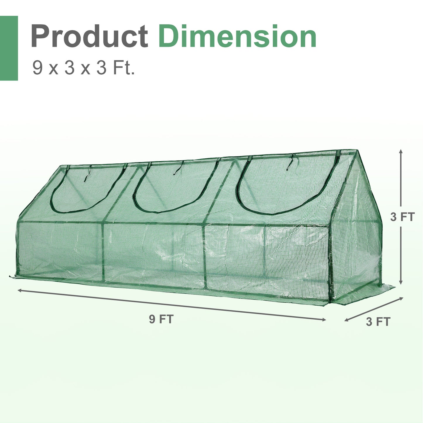 Mini Greenhouse with Zipper Doors, Waterproof & UV Protected, Green