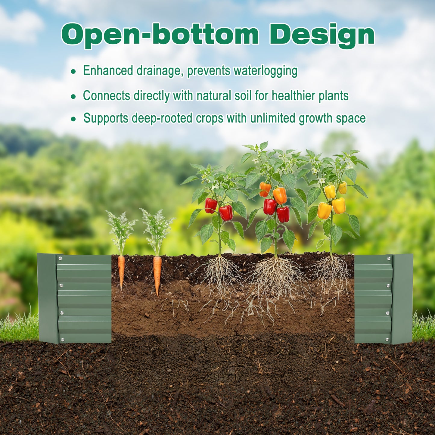 11" Tall Metal Raised Garden Bed, Galvanized Steel Planter Box - 6'x3'