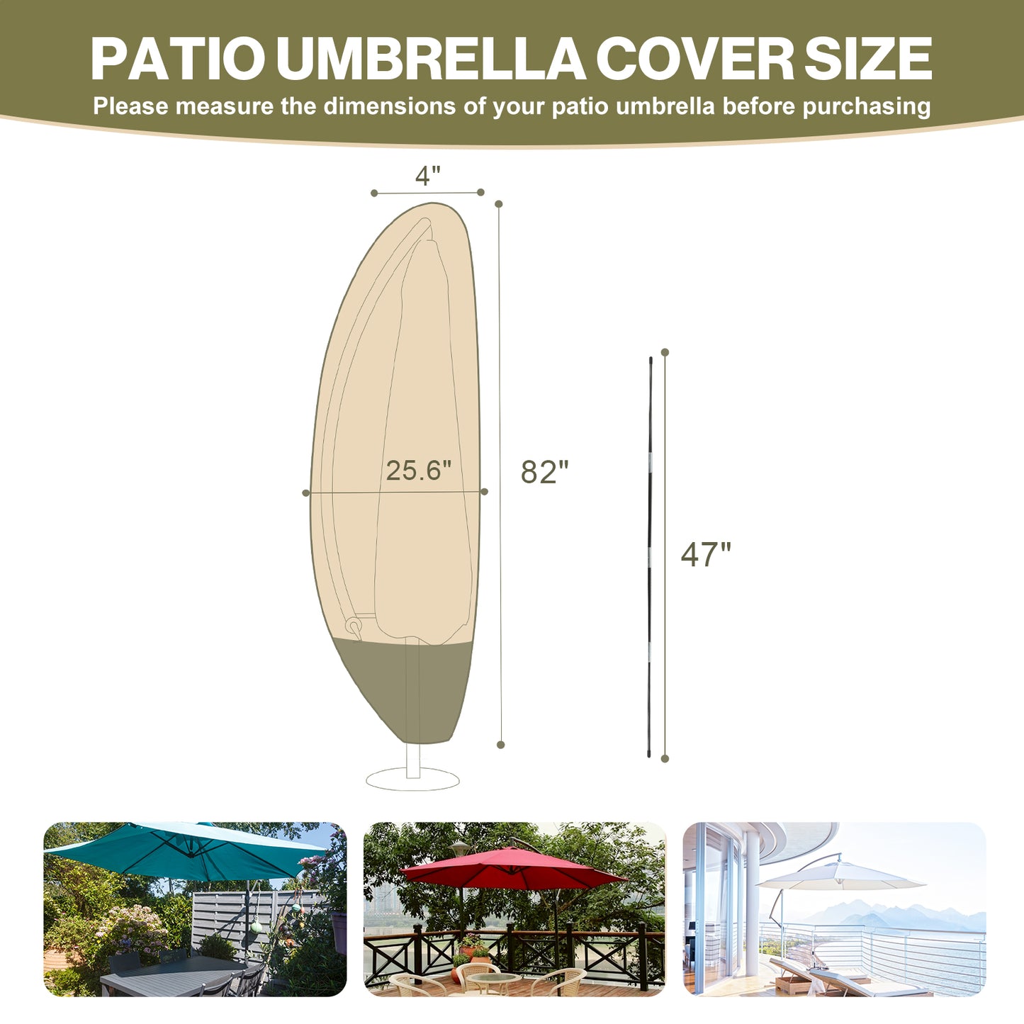 Patio Umbrella Cover for 9-12ft Cantilever Umbrella