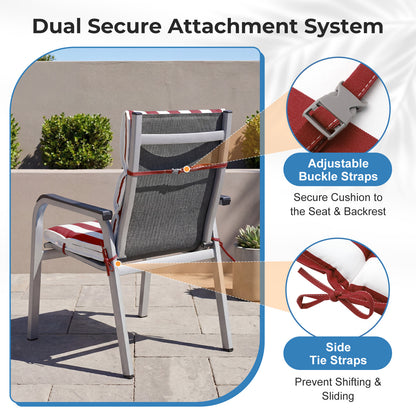 39x20x2.4 inch Outdoor Chair Cushions, Red Stripe