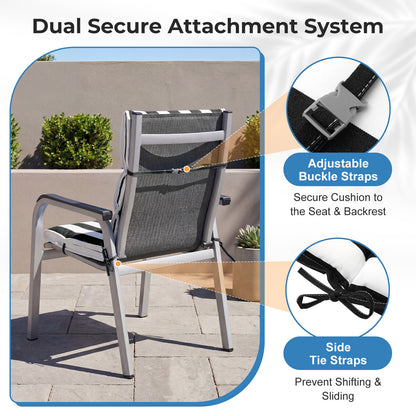 39x20x2.4 inch Outdoor Chair Cushions, Black Stripe