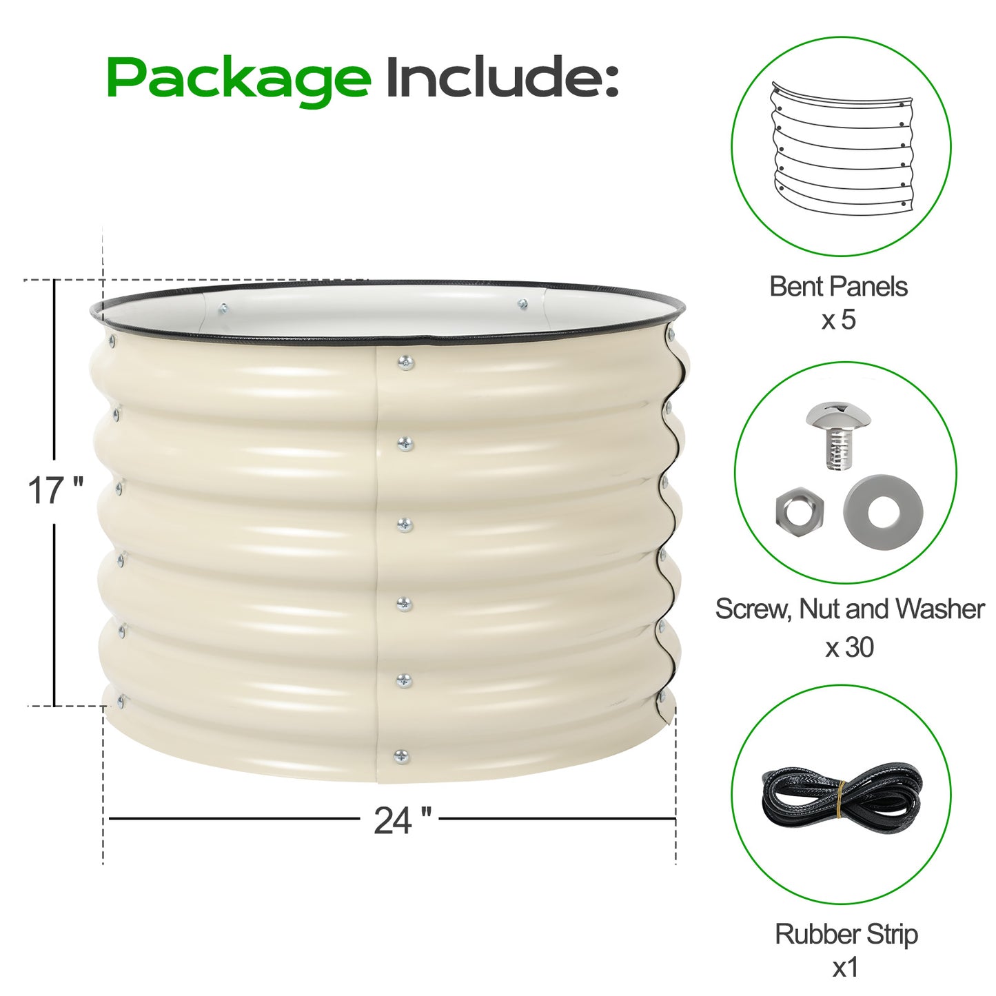 17" Tall 24" Metal Raised Garden Bed Kit