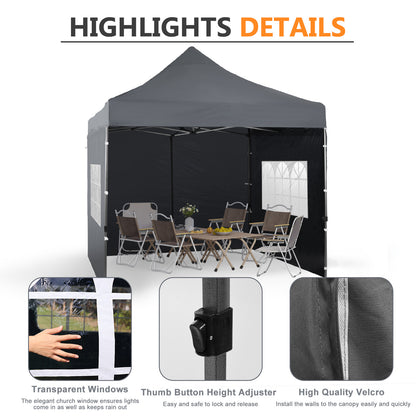 10x10 ft. Pop Up Canopy Tent with Windows Sidewalls and Wheeled Bag - Aoodor 
