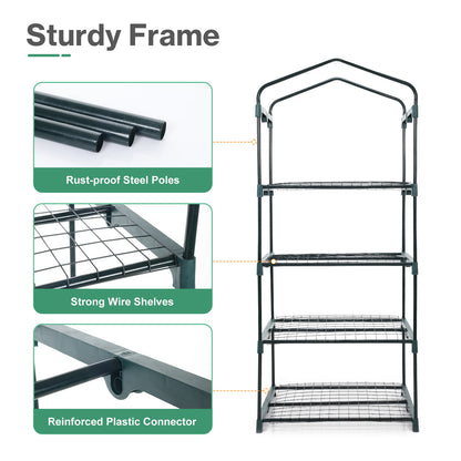 4 Tier Upgrade Greenhouse with Protective PVC Base, Transparent - Aoodor 