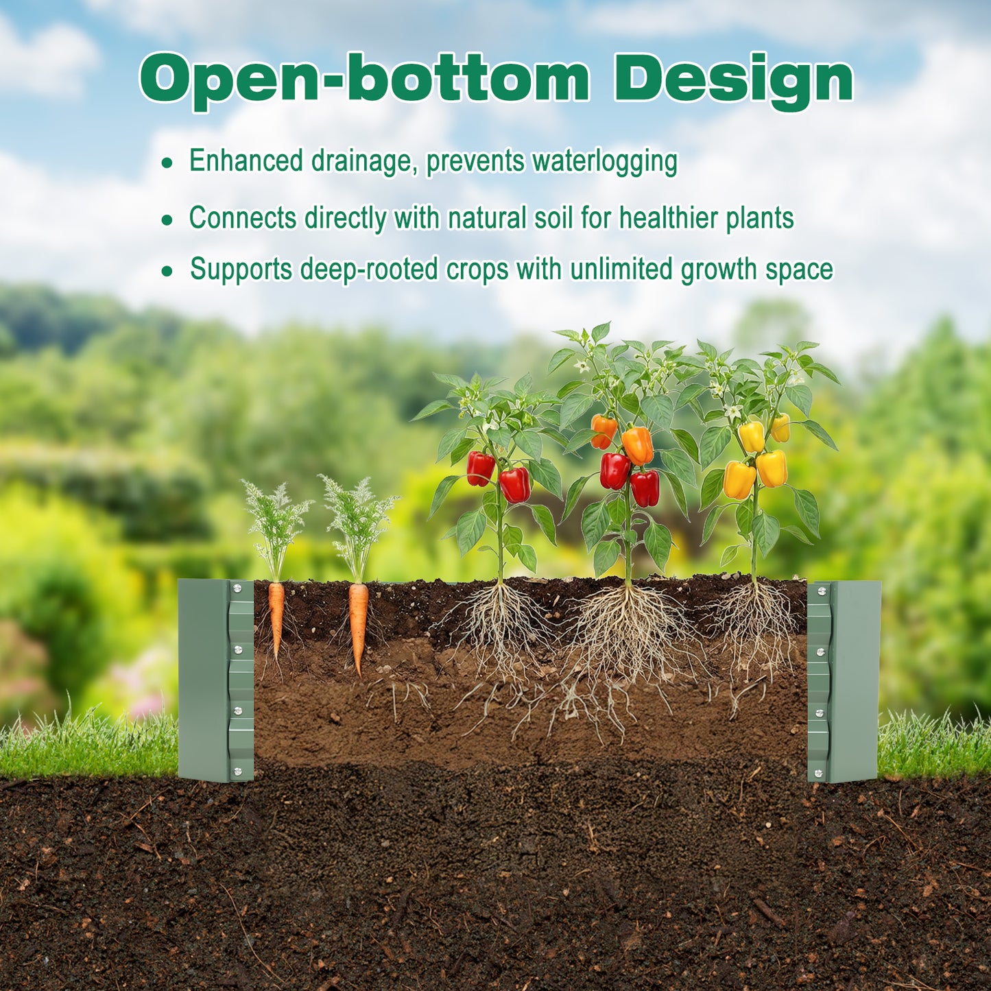11" Tall Metal Raised Garden Bed, Galvanized Steel Planter Box - 4'x2'