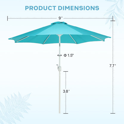 9 ft. Outdoor Patio Market Umbrella with 8 Sturdy Ribs, Push Button Tilt and Crank - Aoodor 