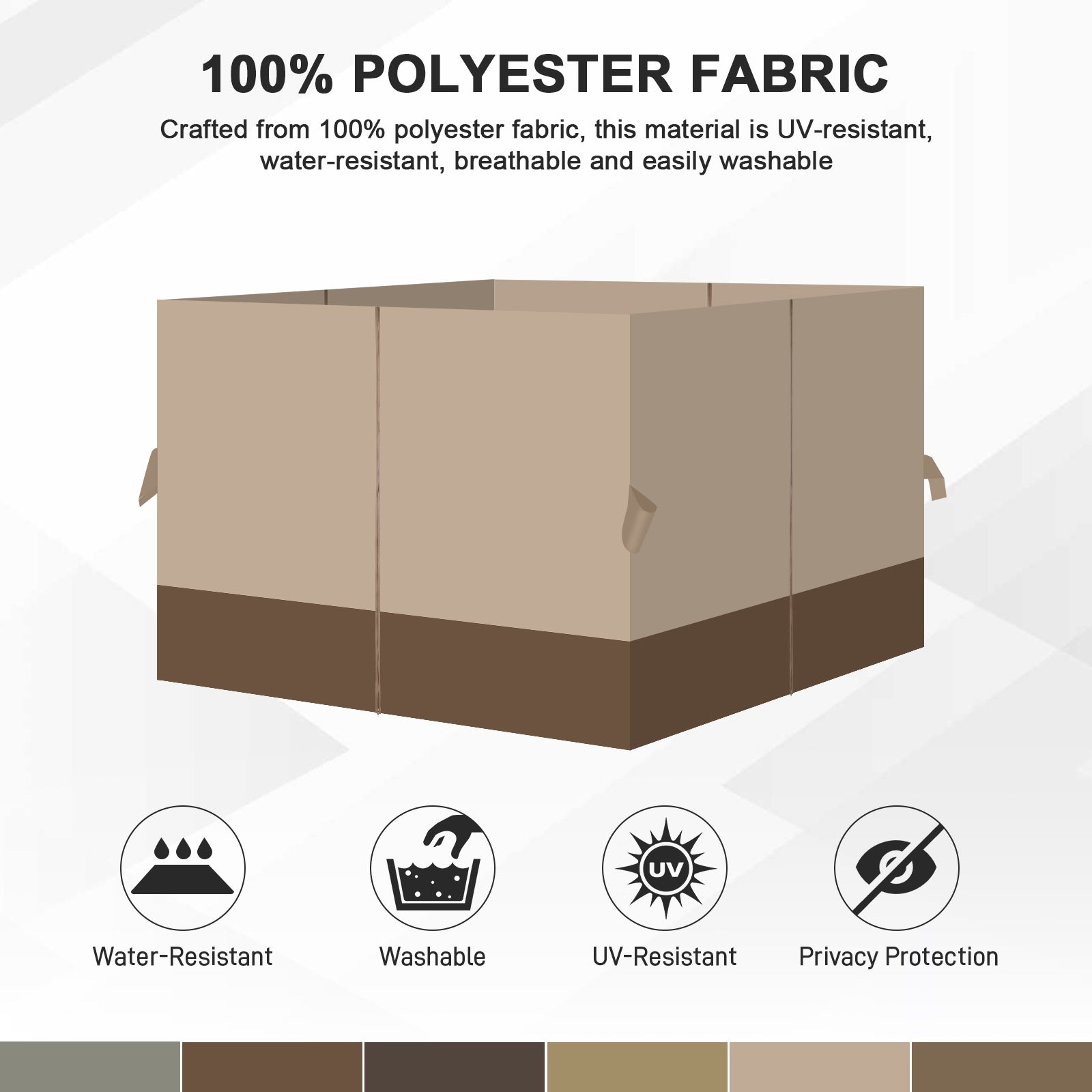 Outdoor Gazebo Curtains, 4 Panels Privacy Sidewall Replacement (Curtain Only) - Sand Yellow and Brown - Aoodor 