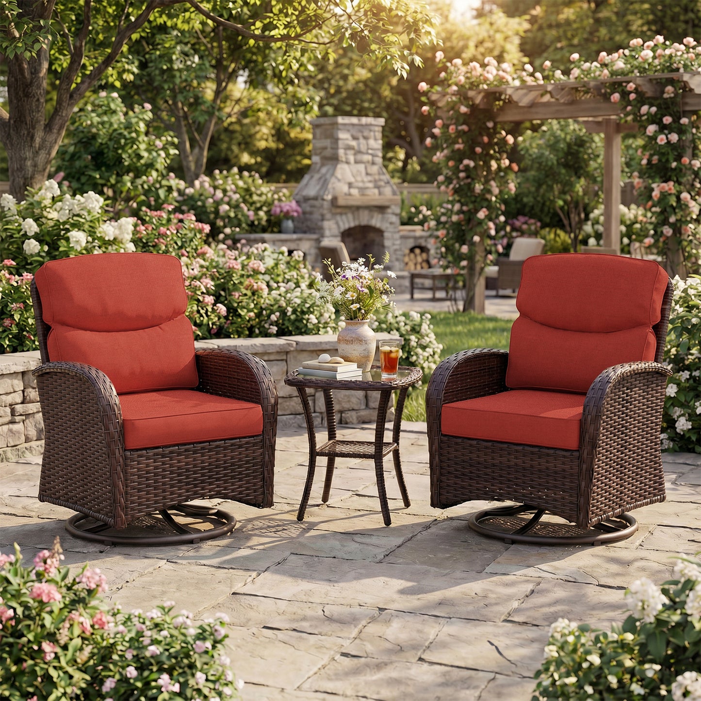 Smile Outdoor Chair Cushion Set, Sunbrella Fabric Deep Seating Cushions, Canvas Henna