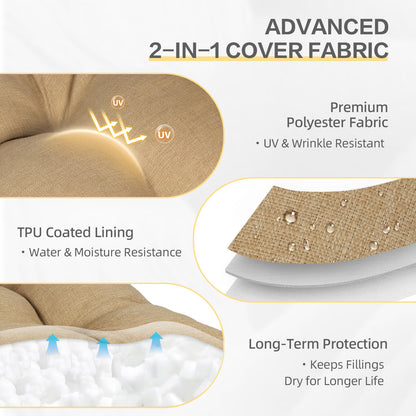 Outdoor High Back Tufted Adirondack Chair Cushion, Patio Rocking Chair Cushions with Ties, Set of 2, Brown - Aoodor 