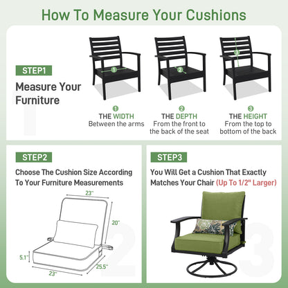 Outdoor Deep Seat Cushion Set with Lumbar Pillow, Green