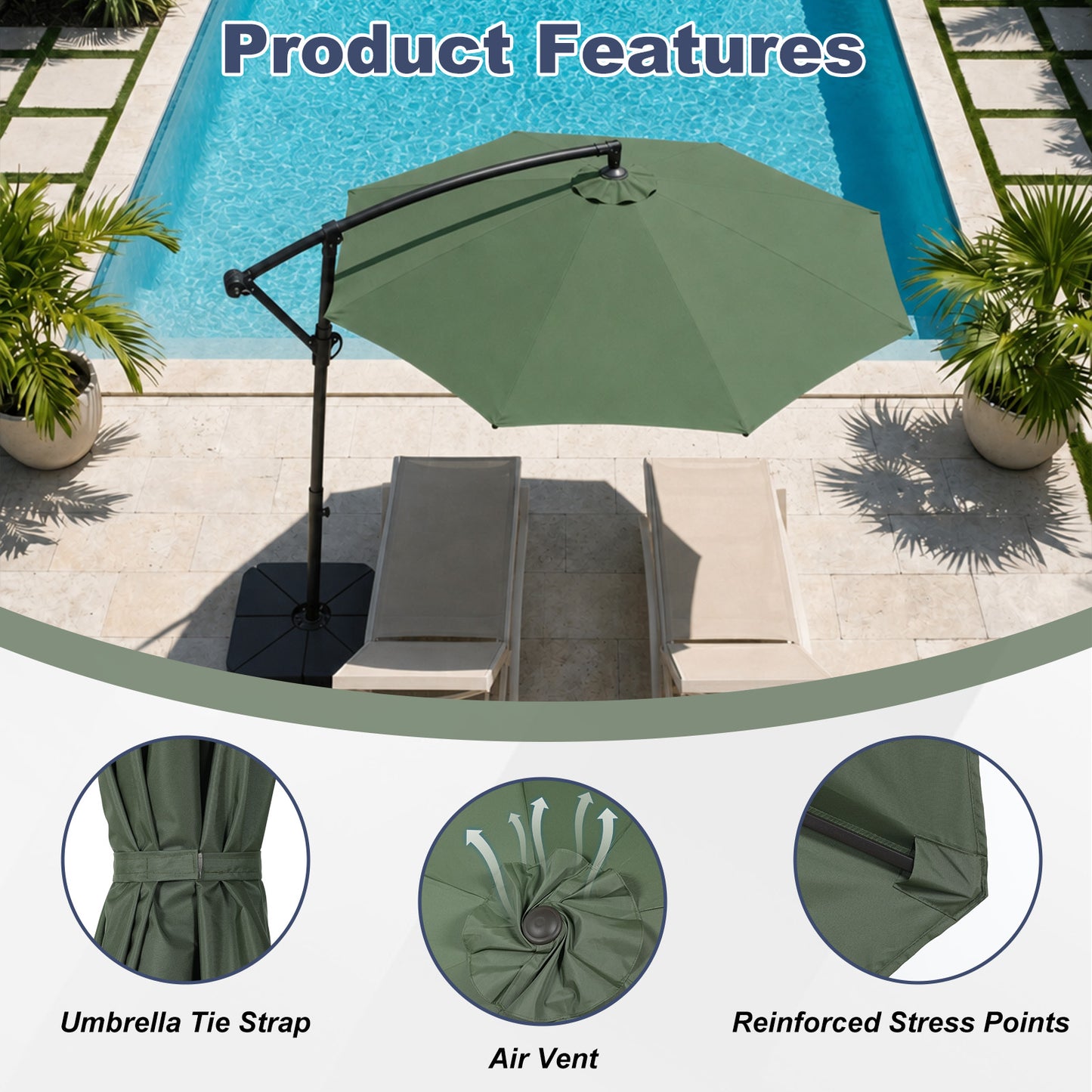 Patio Umbrella Replacement Canopy for 8 Ribs Table Umbrella