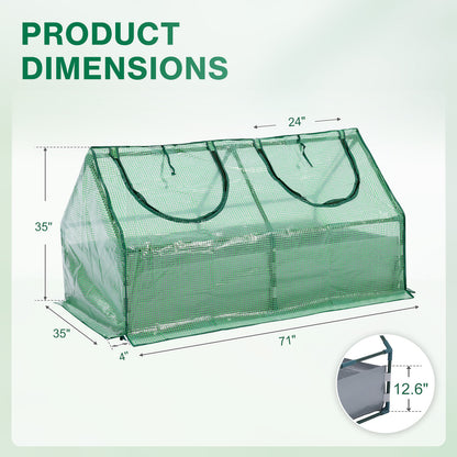 Raised Garden Bed with Mini Greenhouse Cover, Green PE Planter Box Kit