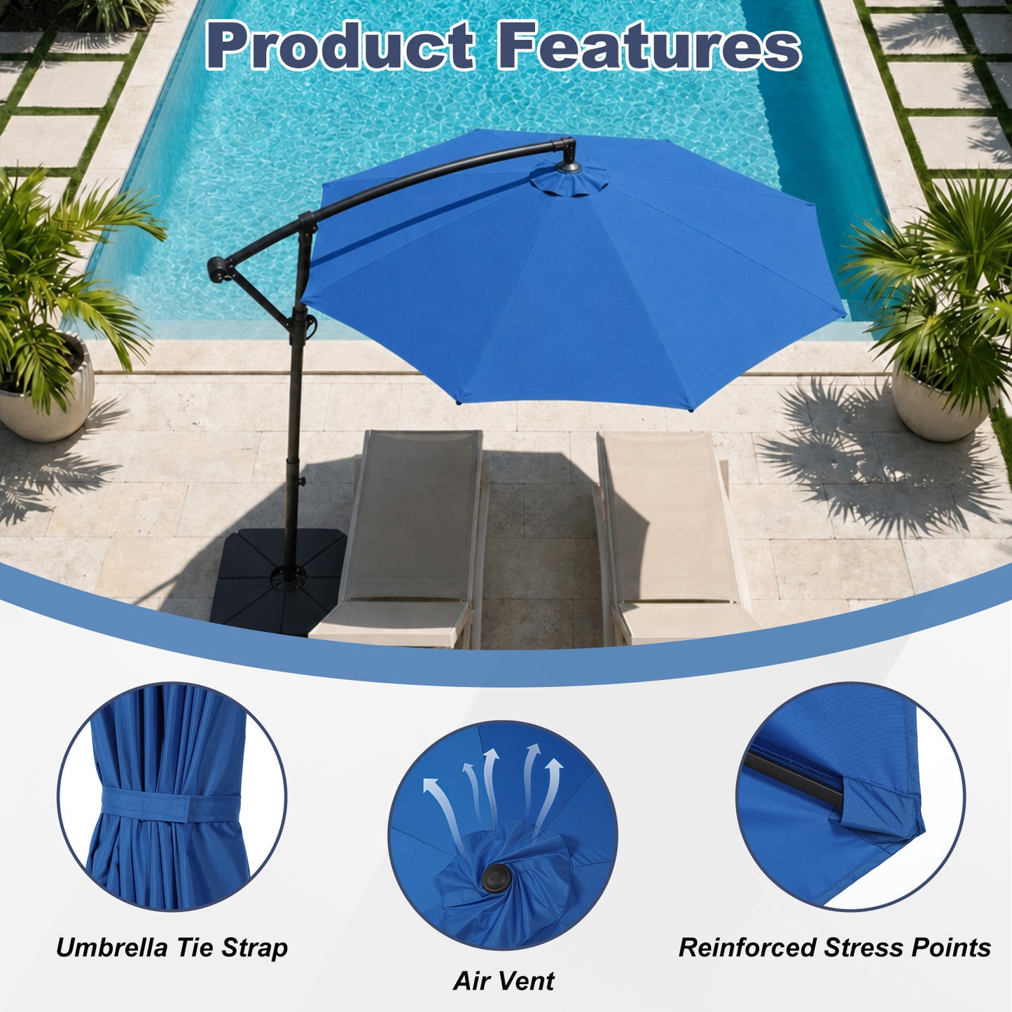 Patio Umbrella Replacement Canopy for 8 Ribs Table Umbrella