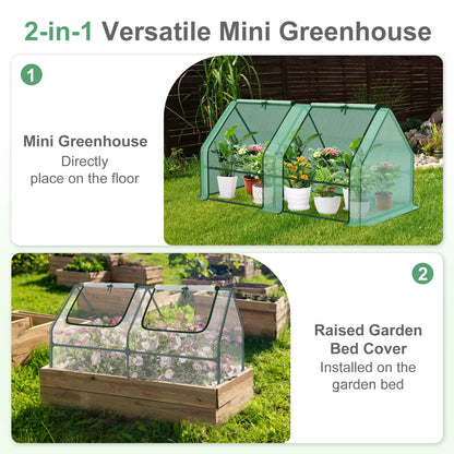 6x3x3 ft. Mini Greenhouse with 2 Zipper Doors, Water Resistant UV Protected with 2/3 Covers