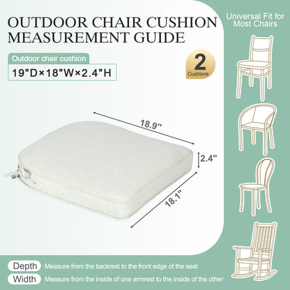 Outdoor Dining Chair Cushions Set, Patio Chair Pads, Light Gray