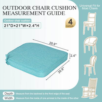 Outdoor Dining Chair Cushions Set, Patio Chair Pads, Aruba Blue